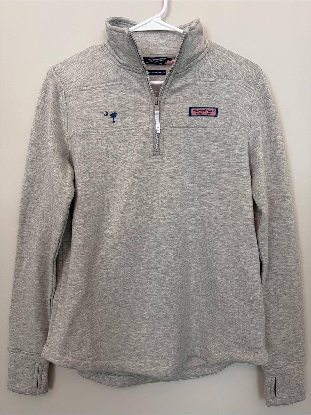 Vineyard Vines Women’s Light Heather Gray Half-Zip Pullover Shep shirt size S